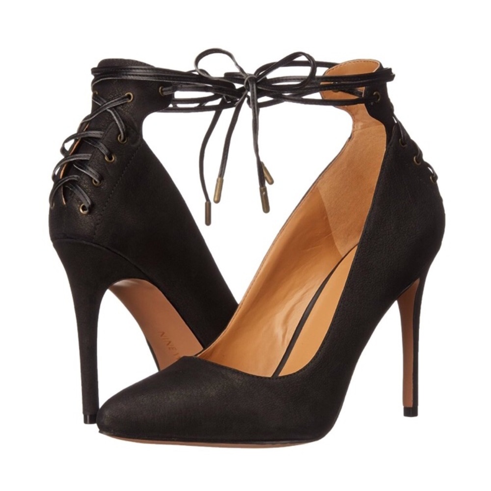 Nine West Ebba Black Leather Heels